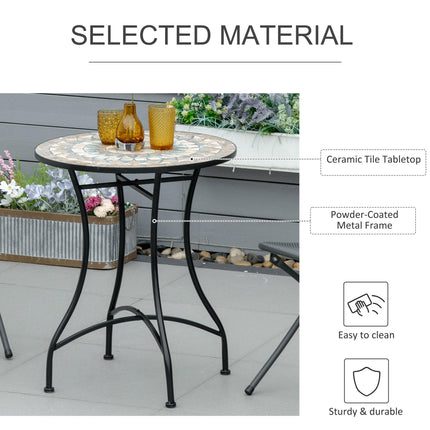 Φ60cm Mosaic Outdoor Patio Table with Ceramic Top - Green