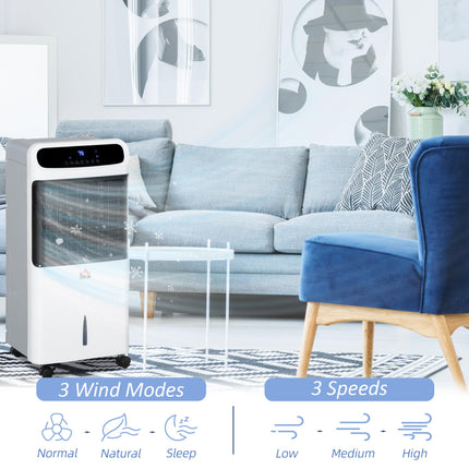 32 Inch Mobile Air Cooler with Remote Control and 12L Tank - White