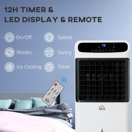 32 Inch Mobile Air Cooler with Remote Control and 12L Tank - White