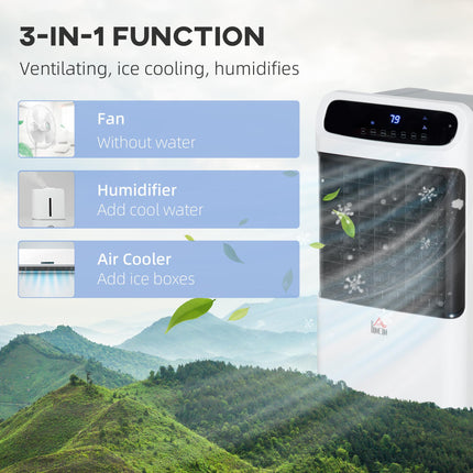 32 Inch Mobile Air Cooler with Remote Control and 12L Tank - White