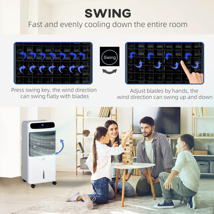 32 Inch Mobile Air Cooler with Remote Control and 12L Tank - White