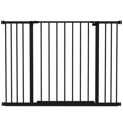 Adjustable Dog Gate Pet Safety Stair Barrier 76-107 cm Auto Close Door - Black