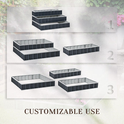 3 Tier Raised Garden Bed, Metal Elevated Planer Box Kit Flower Pot w/ A Pairs of
