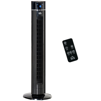 42" Anion Tower Fan with 3 Speeds, 8h Timer, Oscillation, LED Panel & Remote - Black