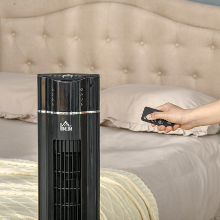 42" Anion Tower Fan with 3 Speeds, 8h Timer, Oscillation, LED Panel & Remote - Black