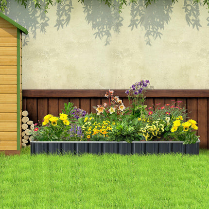 Large Metal Raised Garden Bed with Open Bottom and Gloves Set 258cm x 90cm - Dark Grey