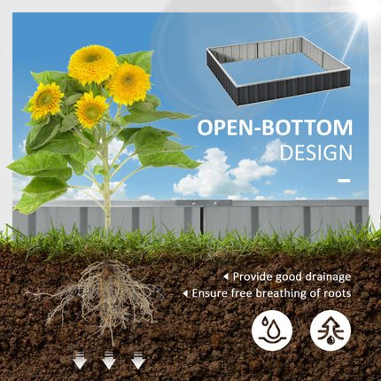 Large Metal Raised Garden Bed with Open Bottom and Gloves Set 258cm x 90cm - Dark Grey