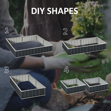 Large Metal Raised Garden Bed with Open Bottom and Gloves Set 258cm x 90cm - Dark Grey