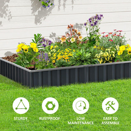 Large Metal Raised Garden Bed with Open Bottom and Gloves Set 258cm x 90cm - Dark Grey