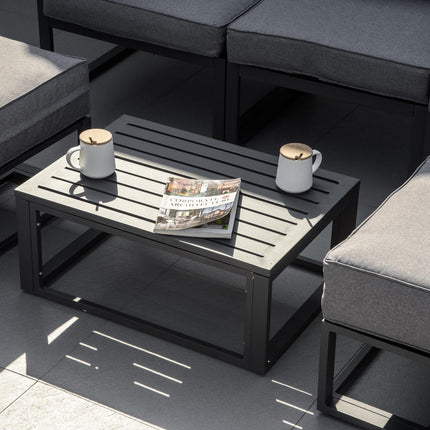 6 Piece Outdoor Aluminum Sectional Sofa Set with Coffee Table and Footstool - Grey