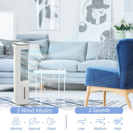 Evaporative Air Cooler with Remote Control and Timer for 20m² Rooms - White