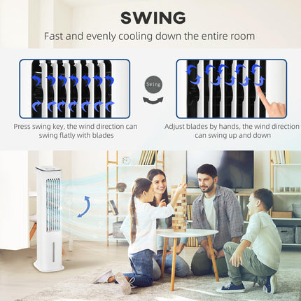 Evaporative Air Cooler with Remote Control and Timer for 20m² Rooms - White