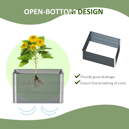 1 Piece Raised Metal Garden Bed with Gloves for Vegetables - Grey