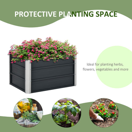1 Piece Raised Metal Garden Bed with Gloves for Vegetables - Grey