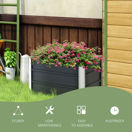 1 Piece Raised Metal Garden Bed with Gloves for Vegetables - Grey