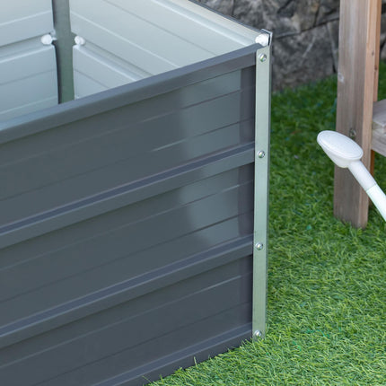 1 Piece Raised Metal Garden Bed with Gloves for Vegetables - Grey