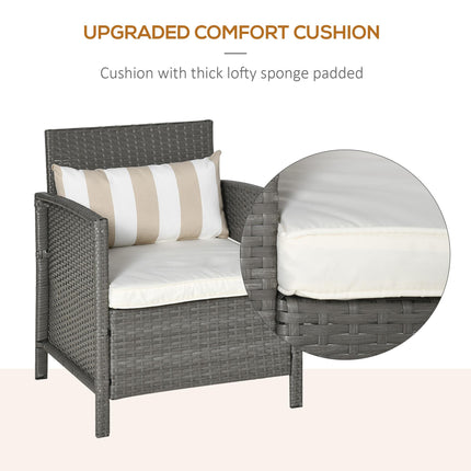 3 Piece Rattan Garden Furniture Set with Metal Frame - Light Grey