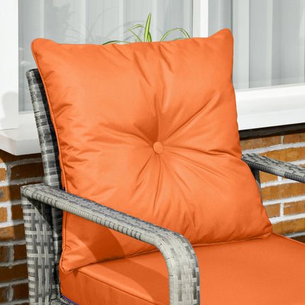 3 Piece PE Rattan Garden Bistro Set With Removable Cushions - Grey Orange