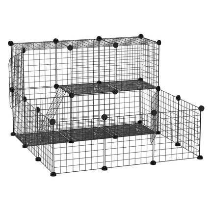 Customisable Pet Playpen with Door for Guinea Pigs, Hamsters, Chinchillas, Hedgehogs - Black