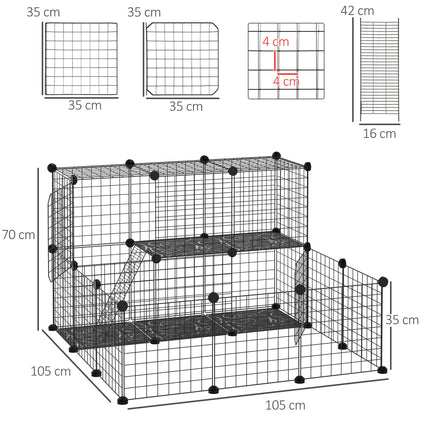 Customisable Pet Playpen with Door for Guinea Pigs, Hamsters, Chinchillas, Hedgehogs - Black