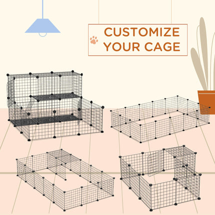 Customisable Pet Playpen with Door for Guinea Pigs, Hamsters, Chinchillas, Hedgehogs - Black