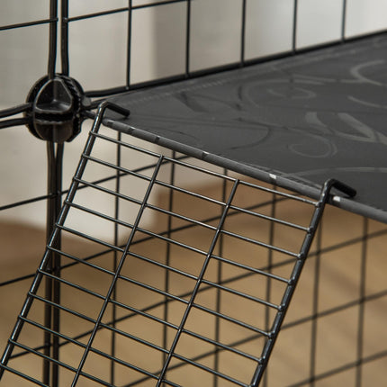 Customisable Pet Playpen with Door for Guinea Pigs, Hamsters, Chinchillas, Hedgehogs - Black
