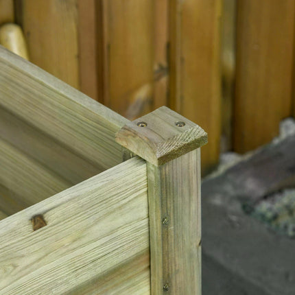 2 Tier Wooden Raised Garden Bed with Storage Shelf - Natural Wood