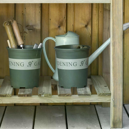 2 Tier Wooden Raised Garden Bed with Storage Shelf - Natural Wood