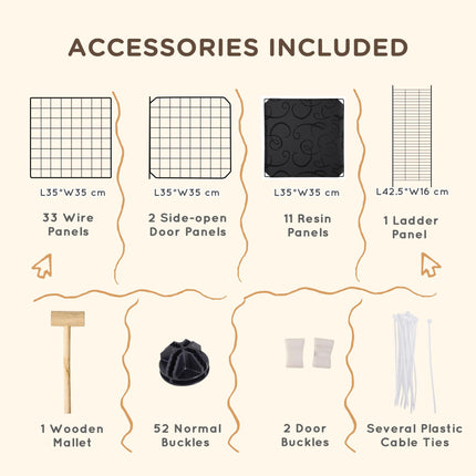 Pet Playpen with Door, Guinea Pigs Metal Mesh Cage for Small Animal, Chinchilla, 175 x 105 x 70 CM, Black