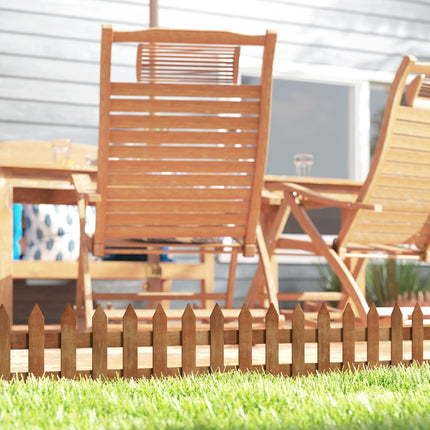 Set of 12 Wooden Garden Border Fences for Edging - Brown