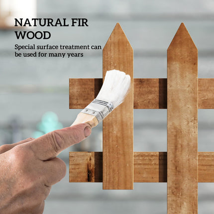 Set of 12 Wooden Garden Border Fences for Edging - Brown