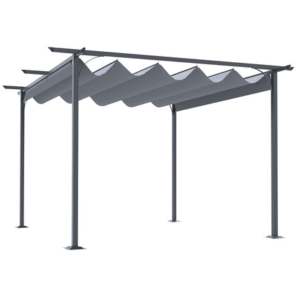 Retractable Metal Pergola with UV Resistant Canopy 350x350cm - Grey