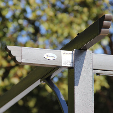 Retractable Metal Pergola with UV Resistant Canopy 350x350cm - Grey