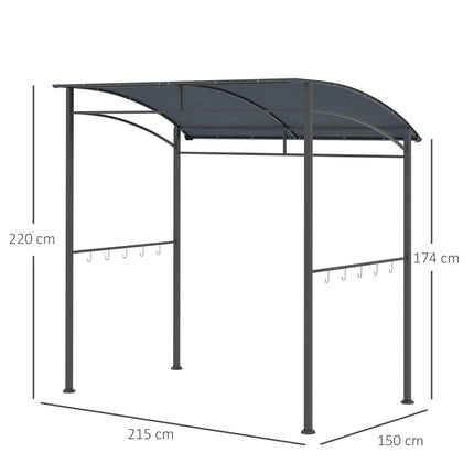 2 Metre BBQ Grill Gazebo Tent with Metal Frame and Canopy - Grey