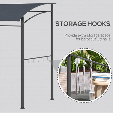 2 Metre BBQ Grill Gazebo Tent with Metal Frame and Canopy - Grey