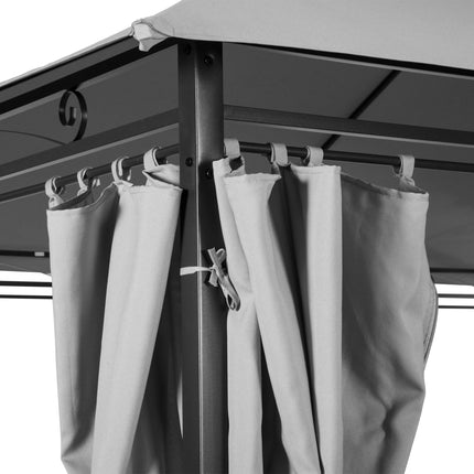 4m x 3m Metal Gazebo Canopy Party Tent with Curtains and Sidewalls - Dark Grey