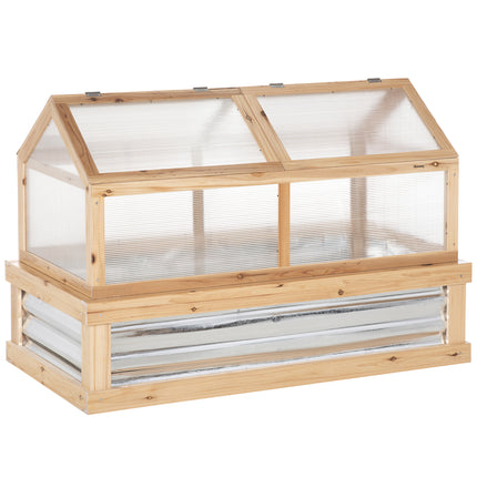 Raised Garden Bed with Cold Frame Greenhouse Top 122x61x82 cm - Natural Wood