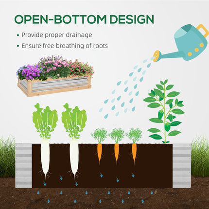 Raised Garden Bed with Cold Frame Greenhouse Top 122x61x82 cm - Natural Wood