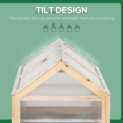 Raised Garden Bed with Cold Frame Greenhouse Top 122x61x82 cm - Natural Wood