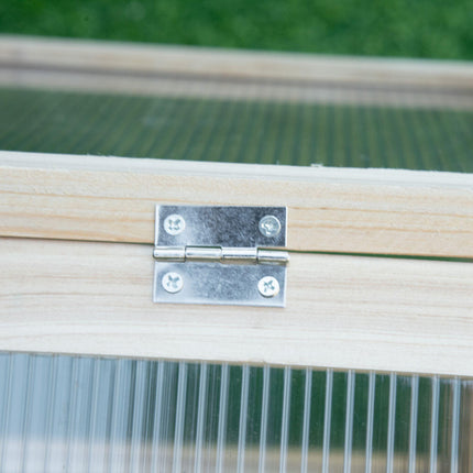 Wooden Cold Frame Garden Polycarbonate Greenhouse with Openable Top Cover, Grow