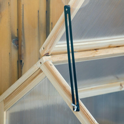 Wooden Cold Frame Garden Polycarbonate Greenhouse with Openable Top Cover, Grow