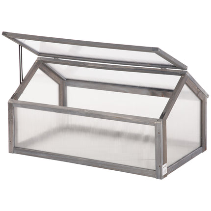 Wooden Cold Frame Greenhouse with Polycarbonate Top 90x52x49.5 cm - Grey