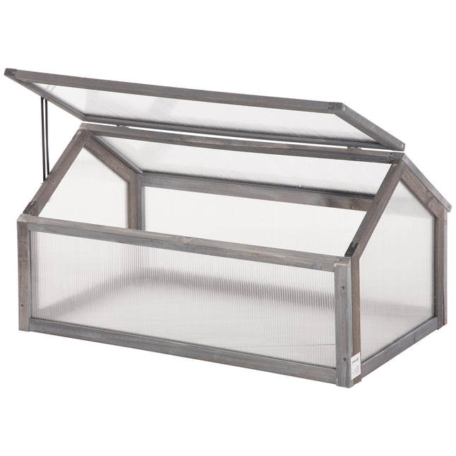 Wooden Cold Frame Greenhouse with Polycarbonate Top 90x52x49.5 cm - Grey