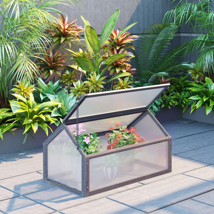 Wooden Cold Frame Greenhouse with Polycarbonate Top 90x52x49.5 cm - Grey