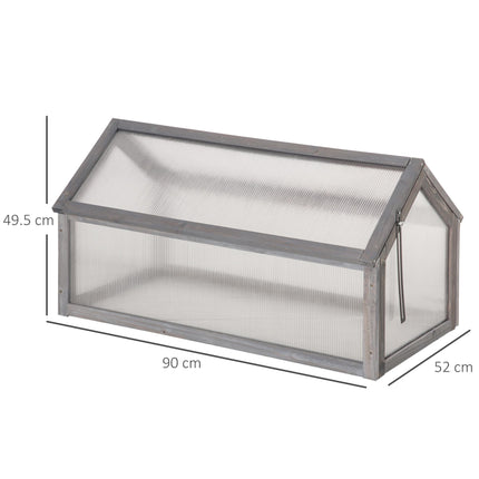 Wooden Cold Frame Greenhouse with Polycarbonate Top 90x52x49.5 cm - Grey