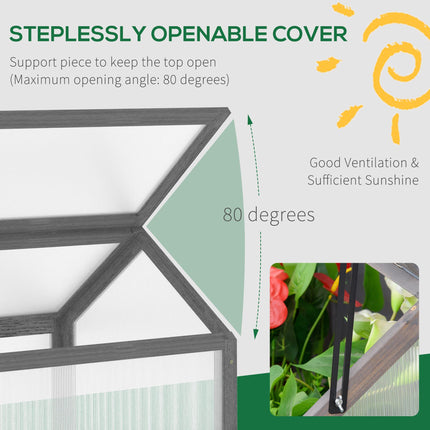 Wooden Cold Frame Greenhouse with Polycarbonate Top 90x52x49.5 cm - Grey