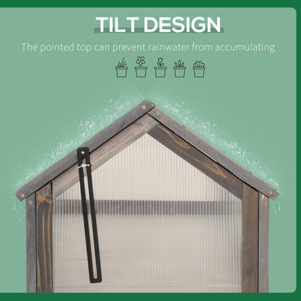 Wooden Cold Frame Greenhouse with Polycarbonate Top 90x52x49.5 cm - Grey