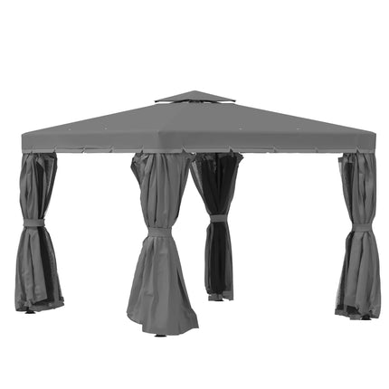 3 x 3 Metre Patio Gazebo Canopy Set with Mosquito Netting and Water Repellent Roof - Dark Grey