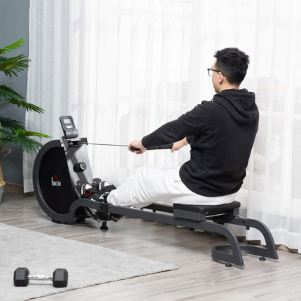 Foldable Magnetic Rowing Machine with 16-Level Resistance and Aluminium Slide Rails - Black