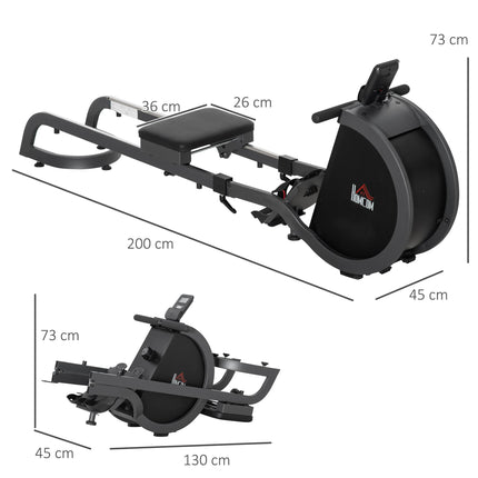 Foldable Magnetic Rowing Machine with 16-Level Resistance and Aluminium Slide Rails - Black